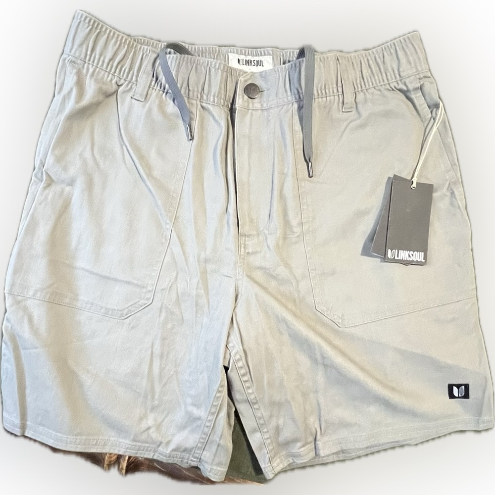 LINKSOUL | Men's | L | Light Gray Flat Front Shorts